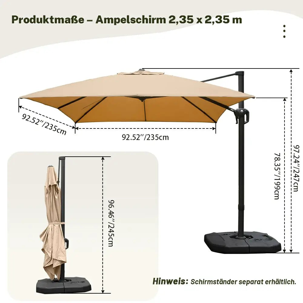 Domi Quadratischer Ampelschirm 235 x 235 cm #Farbe_Beige