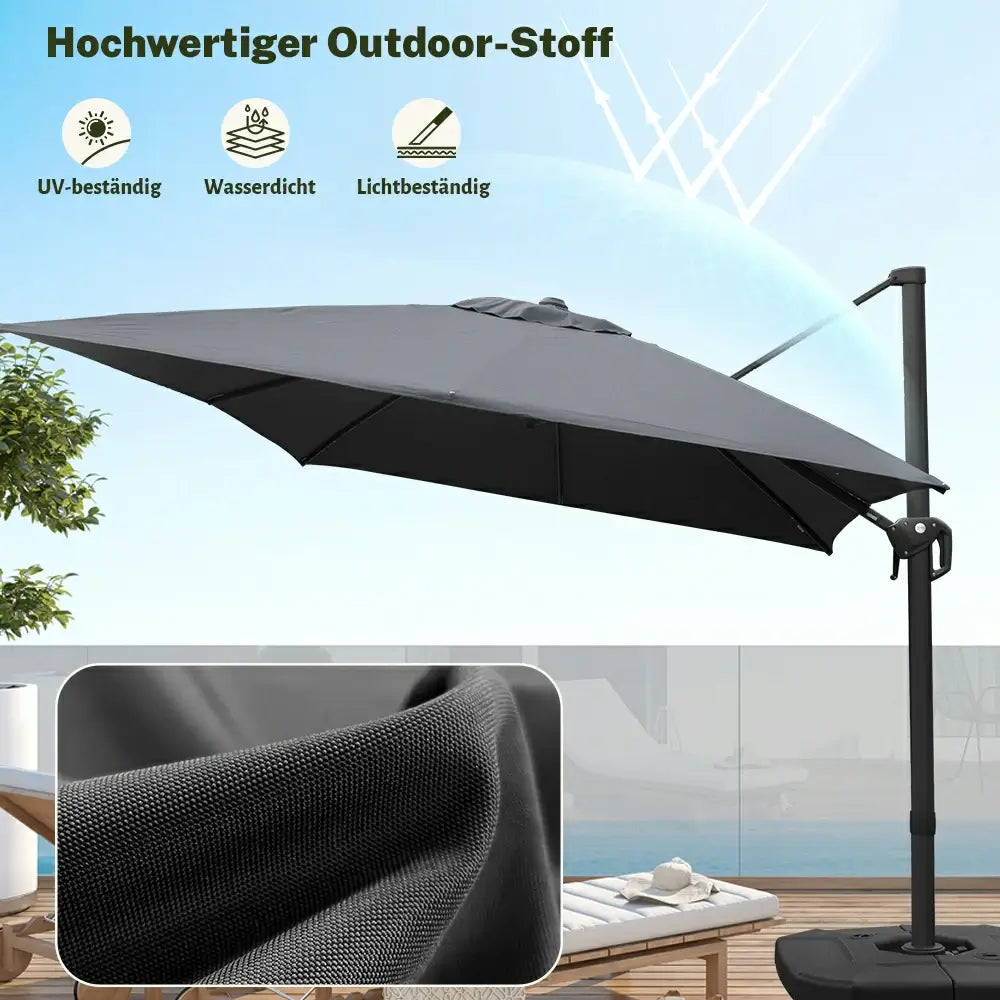 Domi Quadratischer Ampelschirm 235 x 235 cm #Farbe_Grau