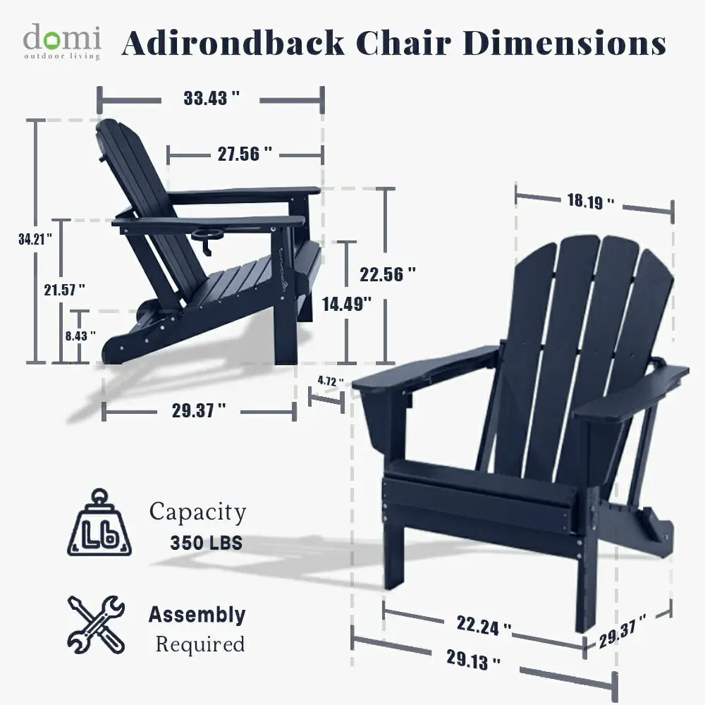 Domi Klassischer Adirondack-Sessel aus HDPE (1er-Set) – Wetterfester Gartenstuhl mit Getränkehalter
