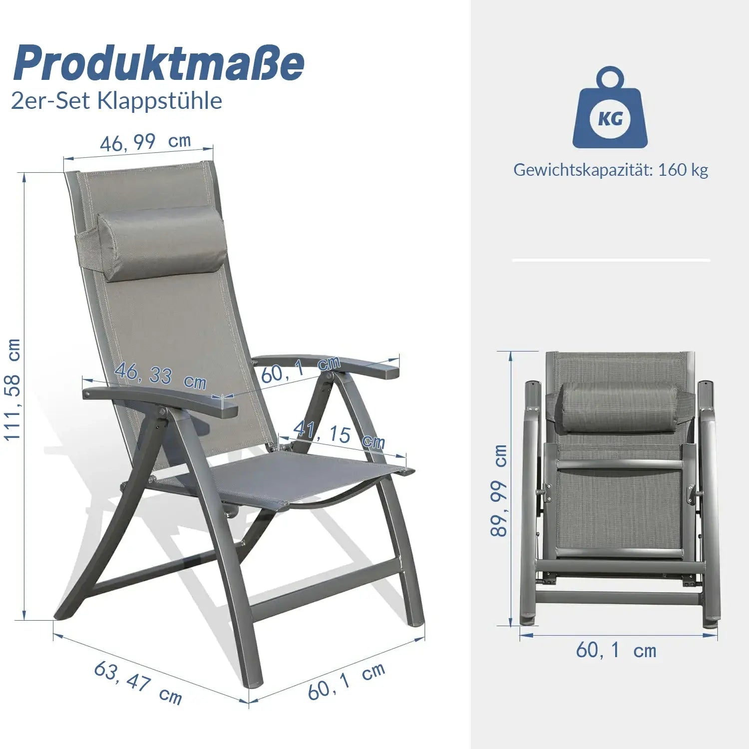 Domi Aluminium Garten-Klappstuhl #Farbe_Anthrazit