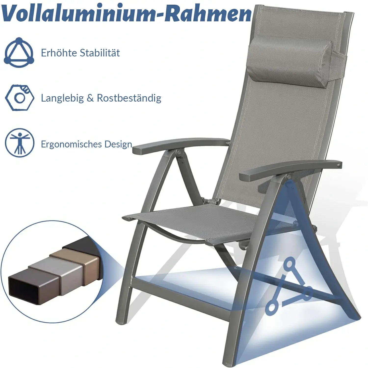 Domi Aluminium Garten-Klappstuhl #Farbe_Anthrazit