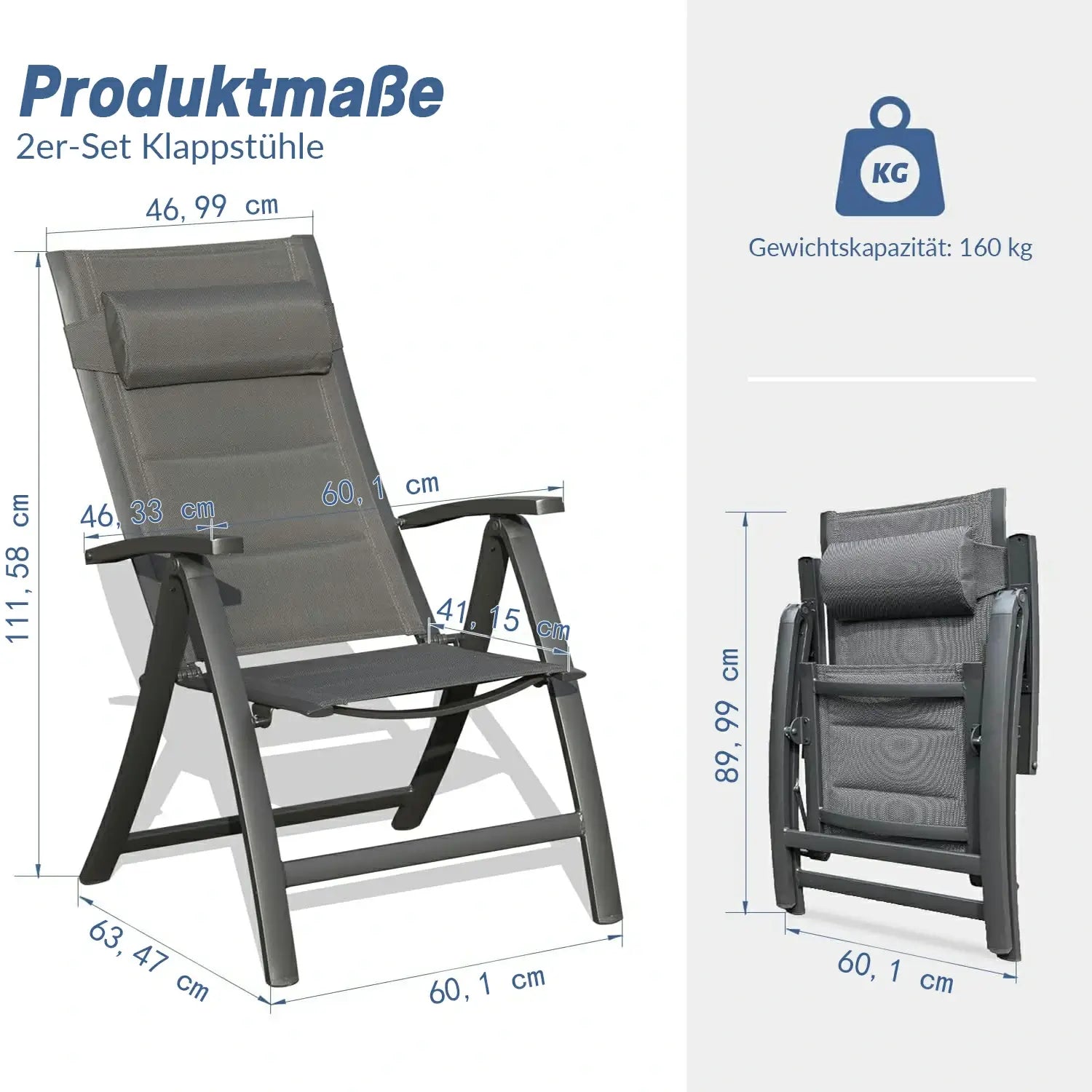 Domi Aluminium Garten-Klappstuhl #Farbe_Anthrazit