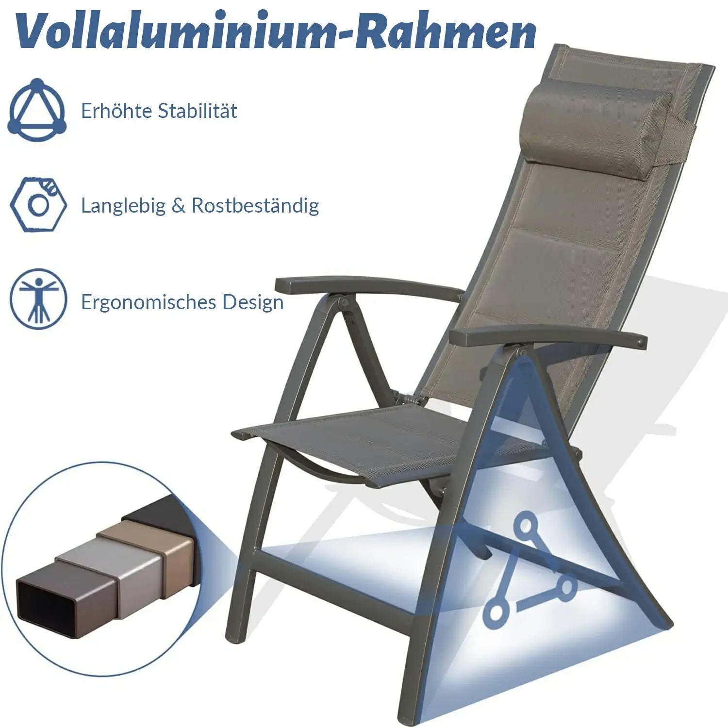 Domi Aluminium Garten-Klappstuhl #Farbe_Anthrazit