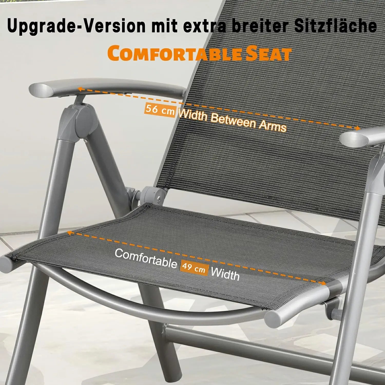 Domi Aluminium Garten-Klappstuhl (2er-Set) – Verstellbarer Hochlehner für Terrasse & Balkon