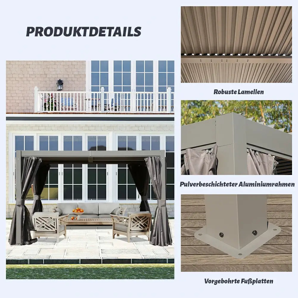 Domi Aluminium Pergola mit Lamellendach Anthrazit #Größe_3 x 3 m