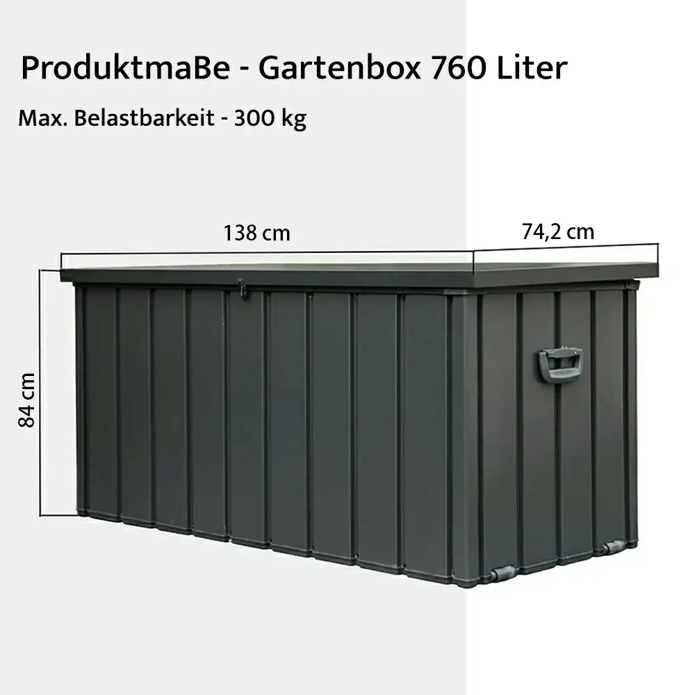 Domi Wetterfeste Auflagenbox Gartenbox Metall Anthrazit#Kapazität_760 Liter