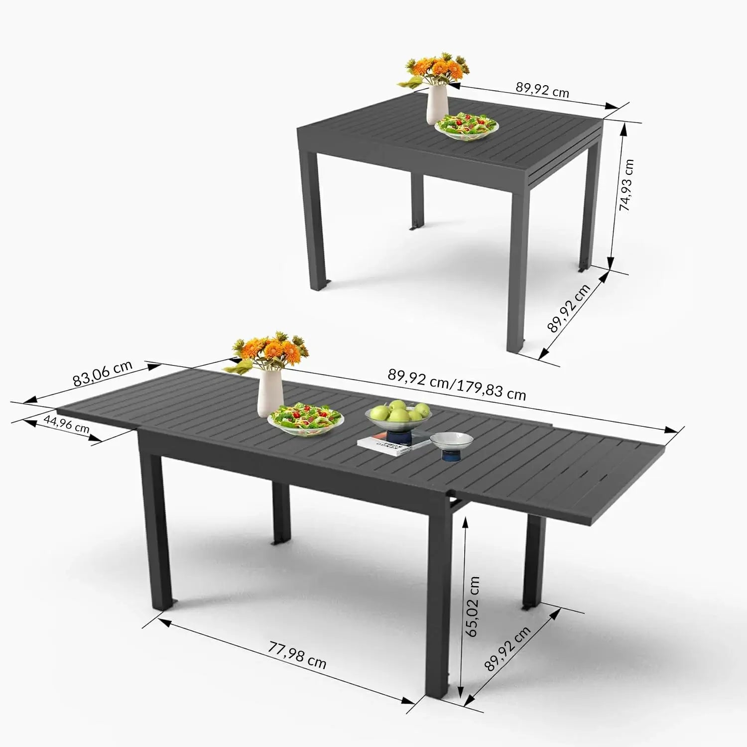 Domi Ausziehbarer Gartentisch Aluminium – Moderner Ausziehtisch für Garten & Terrasse, 4-6 Personen