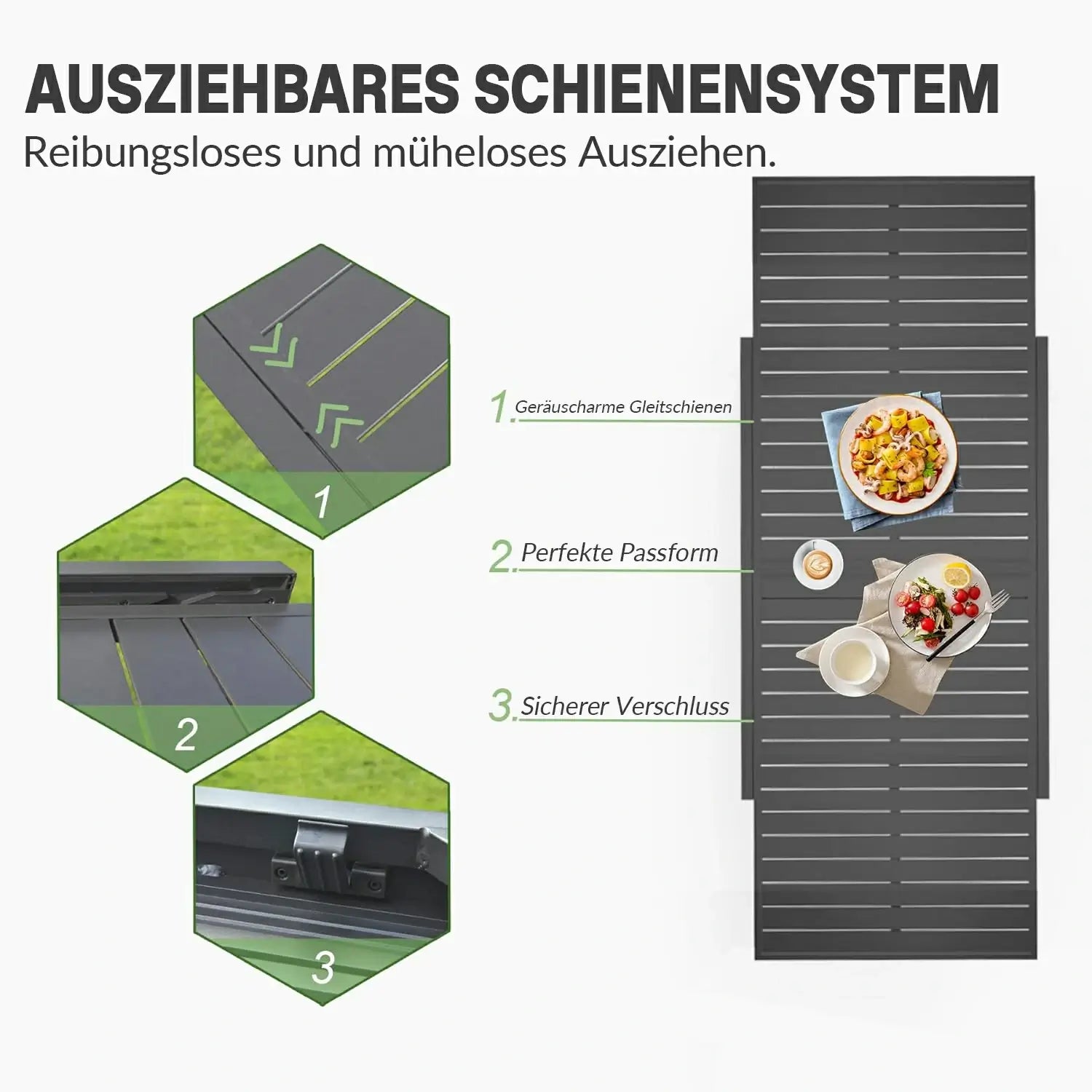 Domi Ausziehbarer Gartentisch Aluminium – Moderner Ausziehtisch für Garten & Terrasse, 4-6 Personen