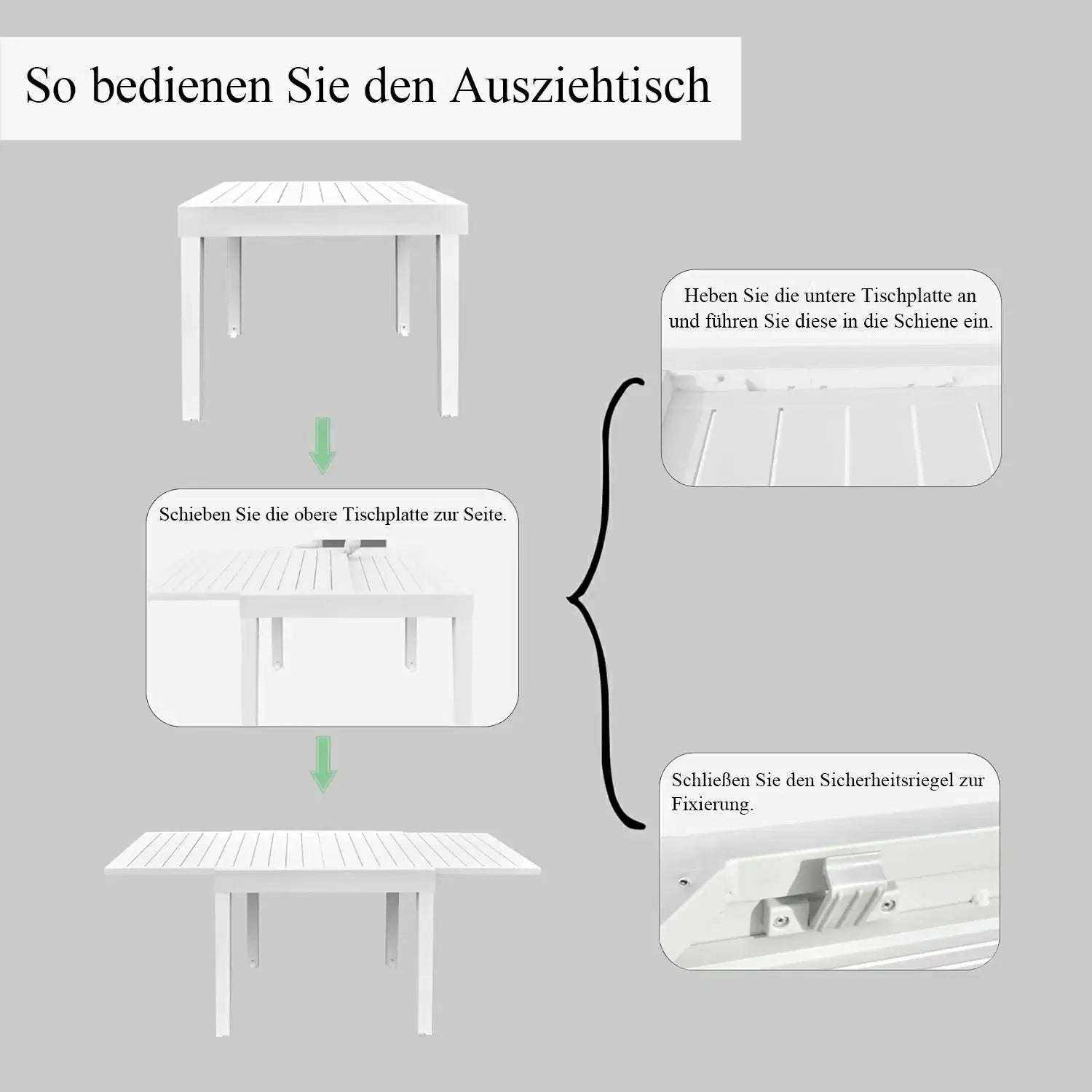 Domi Ausziehbarer Gartentisch Aluminium – Moderner Ausziehtisch für Garten & Terrasse, 4-6 Personen