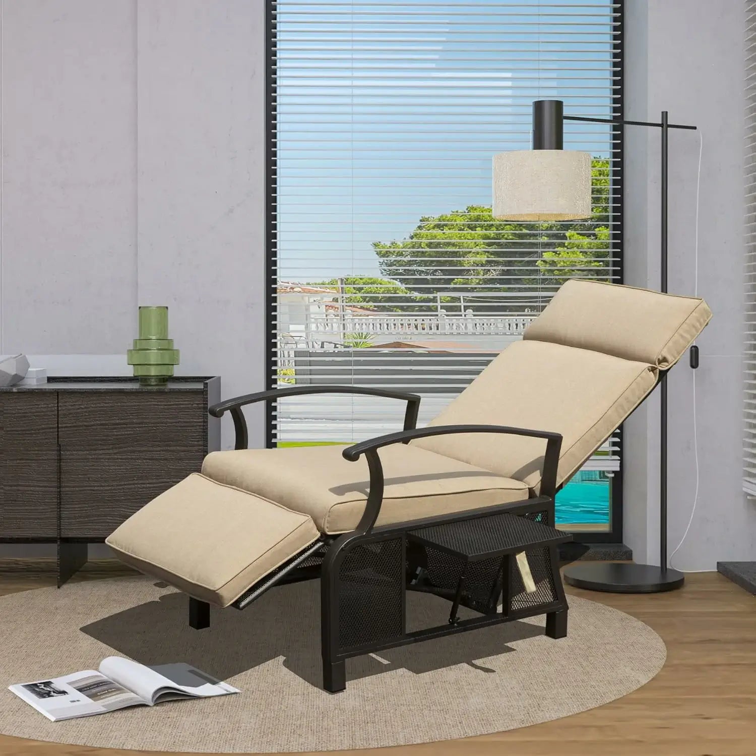 Domi Verstellbarer Garten-Relaxsessel aus Stahl#Farbe_Beige
