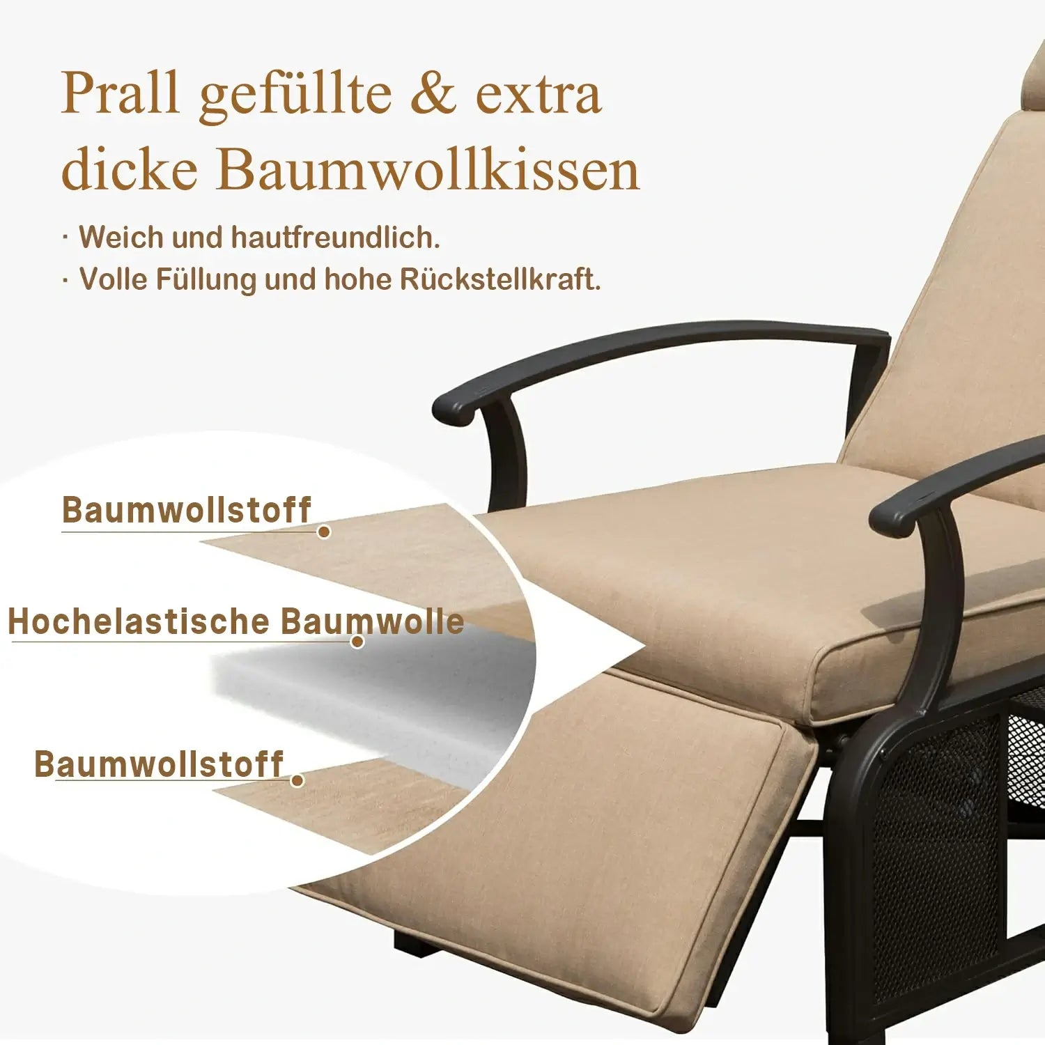 Domi Verstellbarer Garten-Relaxsessel aus Stahl#Farbe_Beige
