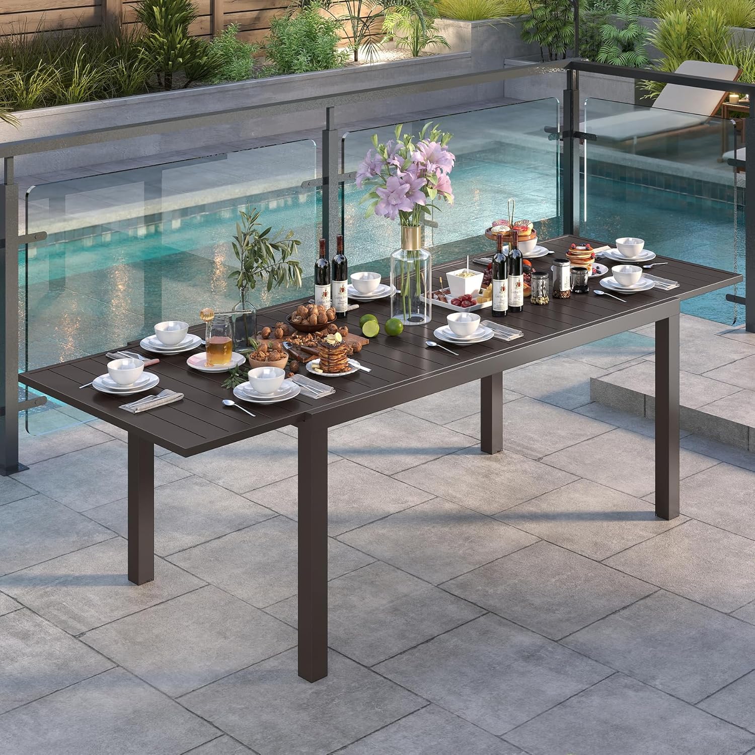Domi Ausziehbarer Gartentisch Aluminium#Farbe_Dunkelbraun