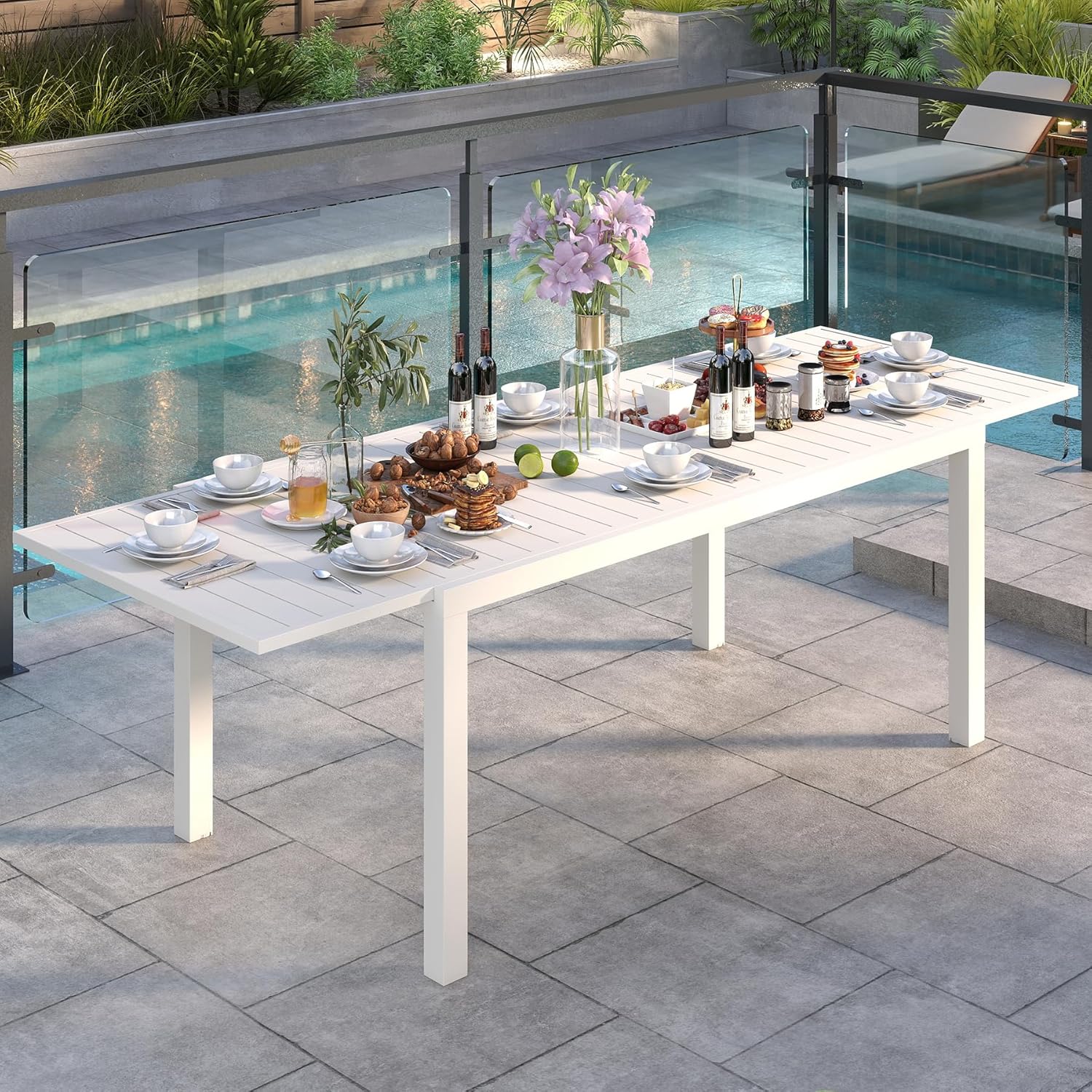 Domi Ausziehbarer Gartentisch Aluminium#Farbe_Weiß