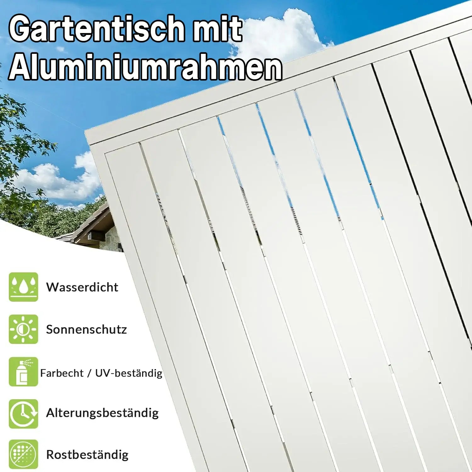 Domi Ausziehbarer Gartentisch Aluminium#Farbe_Weiß