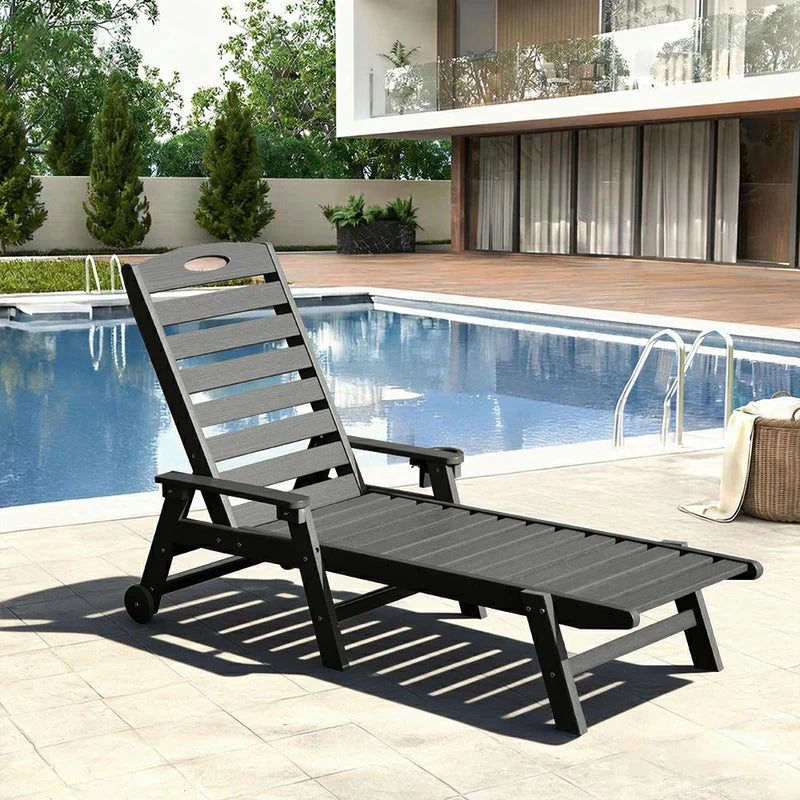 Domi Outdoor Living HDPE Sonnenliege#Farbe_Grau