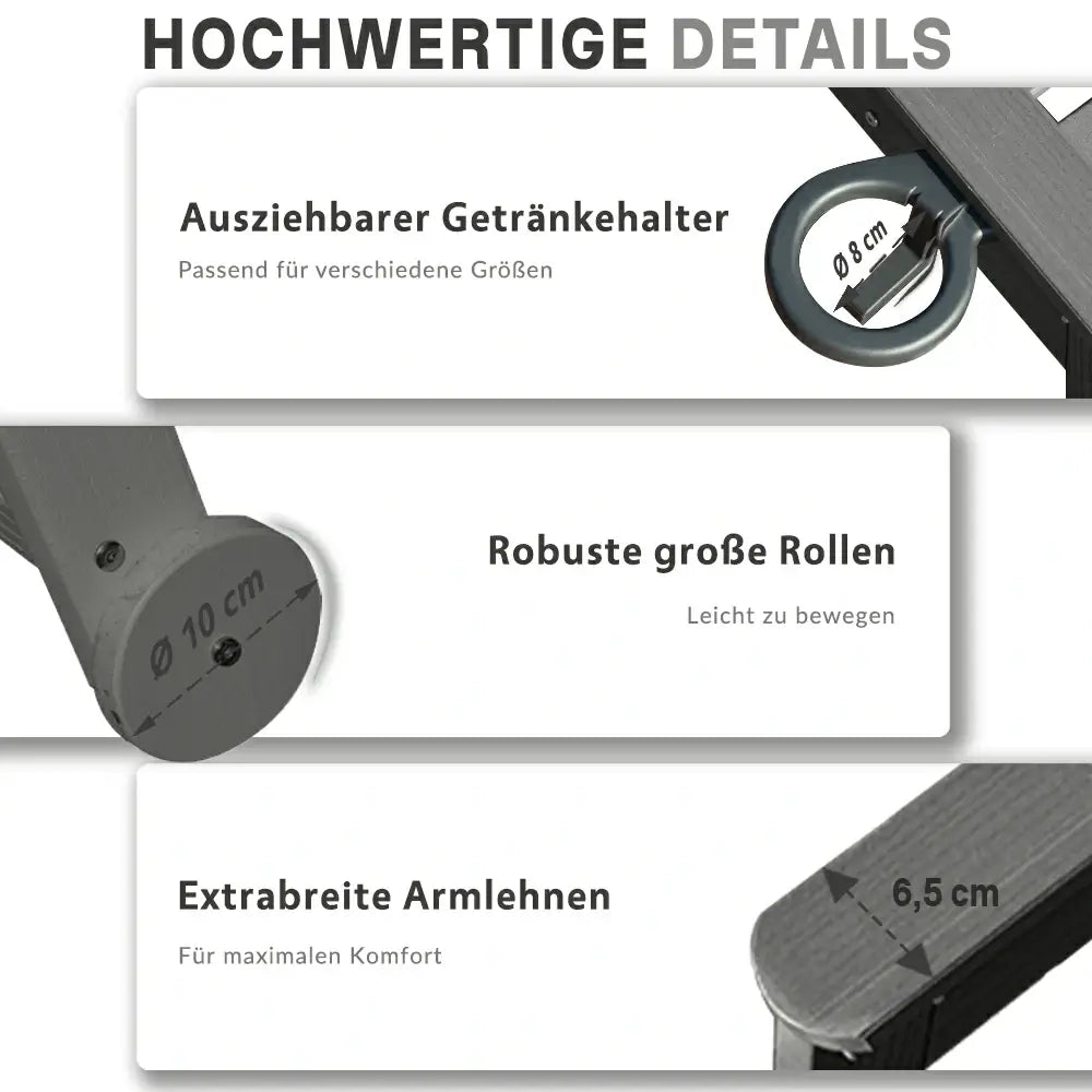 Domi Outdoor Living HDPE Sonnenliege#Farbe_Grau