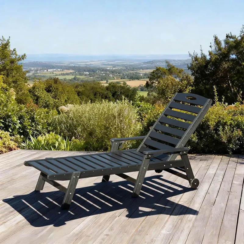 Domi Outdoor Living HDPE Sonnenliege#Farbe_Schwarz
