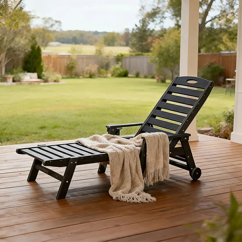 Domi Outdoor Living HDPE Sonnenliege#Farbe_Schwarz