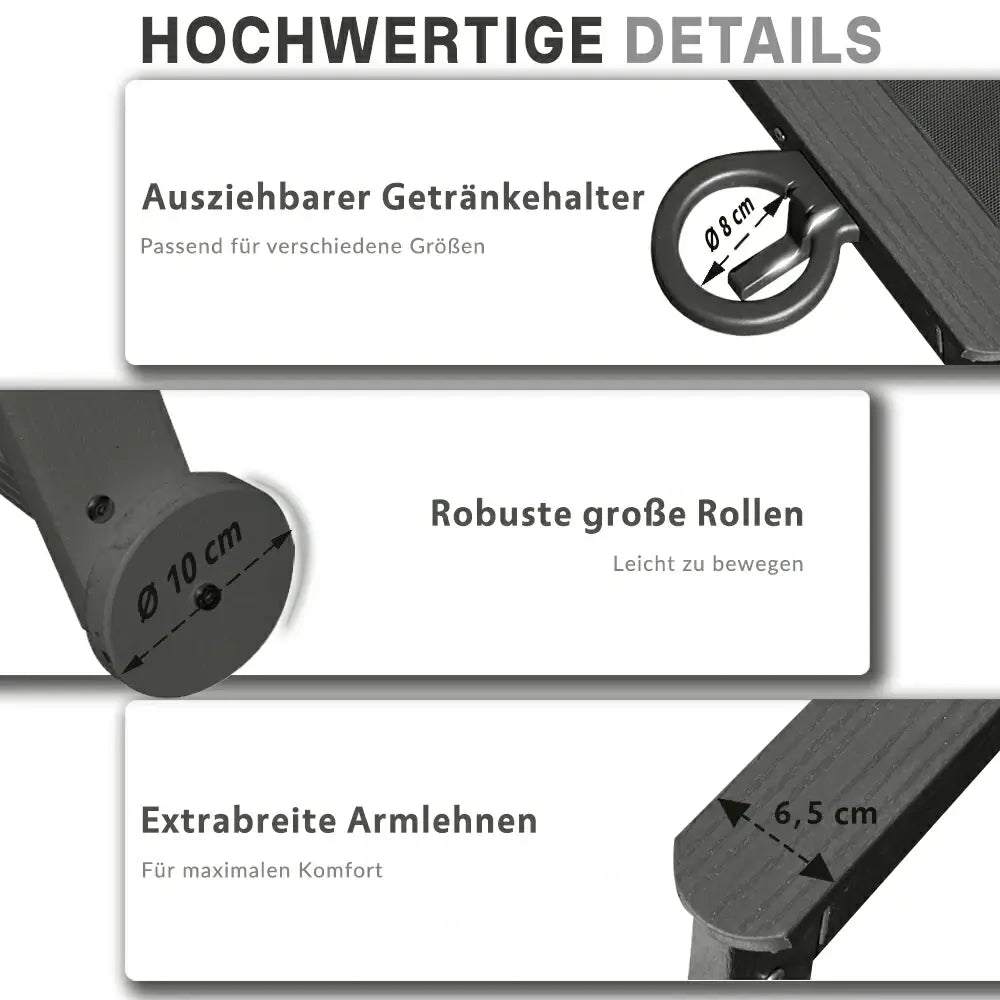 Domi Outdoor Living HDPE Textilene Sonnenliege#Farbe_Anthrazit
