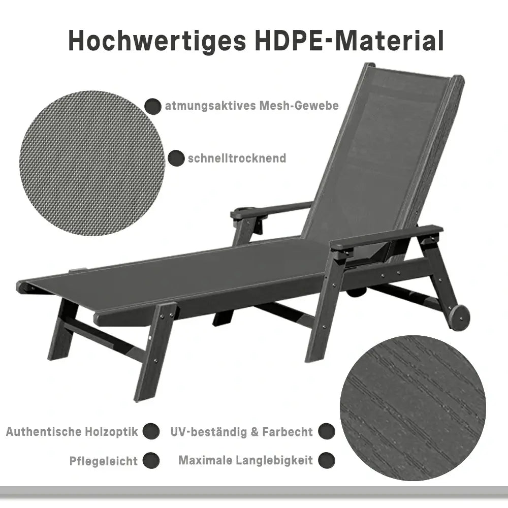 Domi Outdoor Living HDPE Textilene Sonnenliege#Farbe_Anthrazit