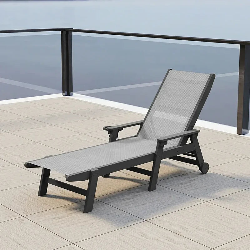 Domi Outdoor Living HDPE Textilene Sonnenliege#Farbe_Grau