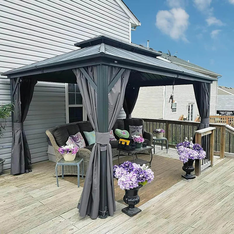 Domi klassischer Hardtop-Pavillon Anthrazit #Größe_3 x 3,63 m