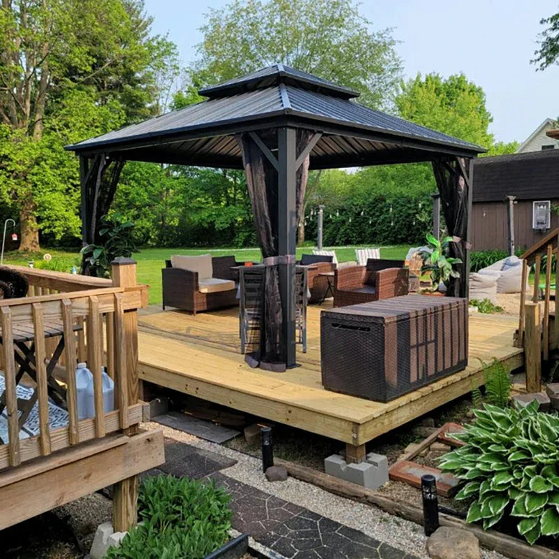 Domi klassischer Hardtop-Pavillon Anthrazit #Größe_3,63 x 3,63 m