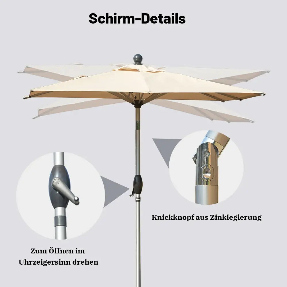 Domi Rechteckiger Aluminium Sonnenschirm Marktschirm 120 x 180 cm#Farbe_Beige