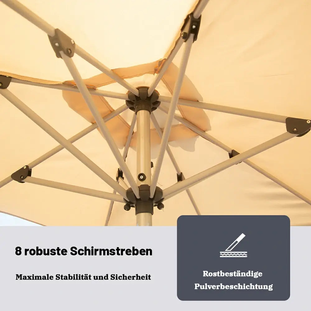 Domi Rechteckiger Aluminium Sonnenschirm Marktschirm 120 x 180 cm#Farbe_Beige