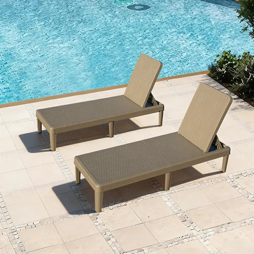 Domi Kunststoff Sonnenliege 2er-Set – Wetterfeste Gartenliege verstellbar