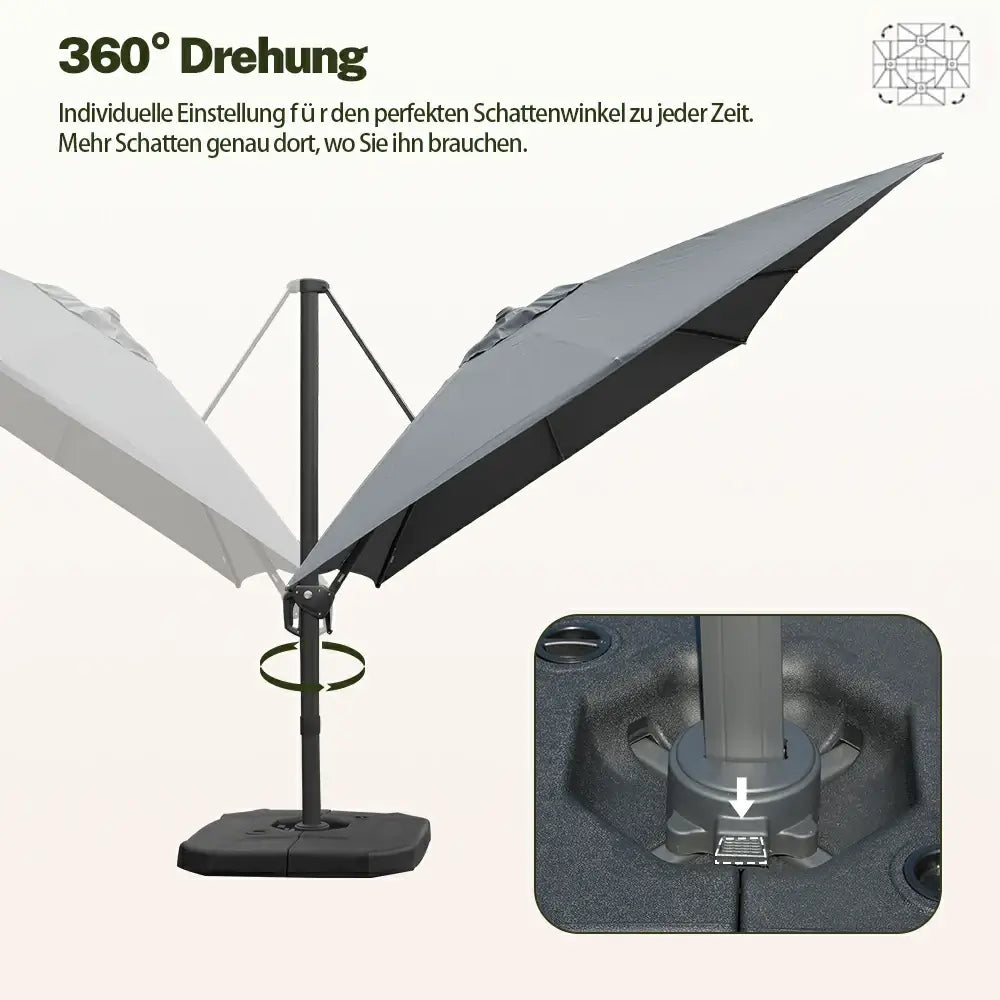 Domi Quadratischer Ampelschirm 235 x 235 cm #Farbe_Grau