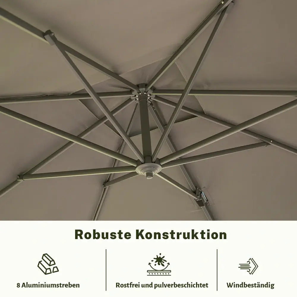 Domi Quadratischer Ampelschirm 235 x 235 cm #Farbe_Grau
