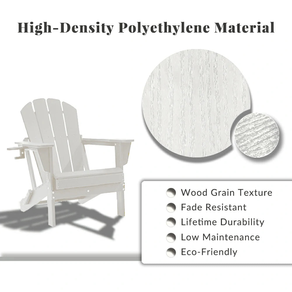 Domi Klassischer Adirondack-Sessel aus HDPE (1er-Set) – Wetterfester Gartenstuhl mit Getränkehalter
