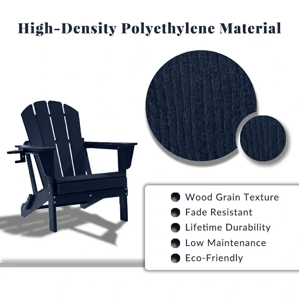 Domi Klassischer Adirondack-Sessel aus HDPE (1er-Set) – Wetterfester Gartenstuhl mit Getränkehalter