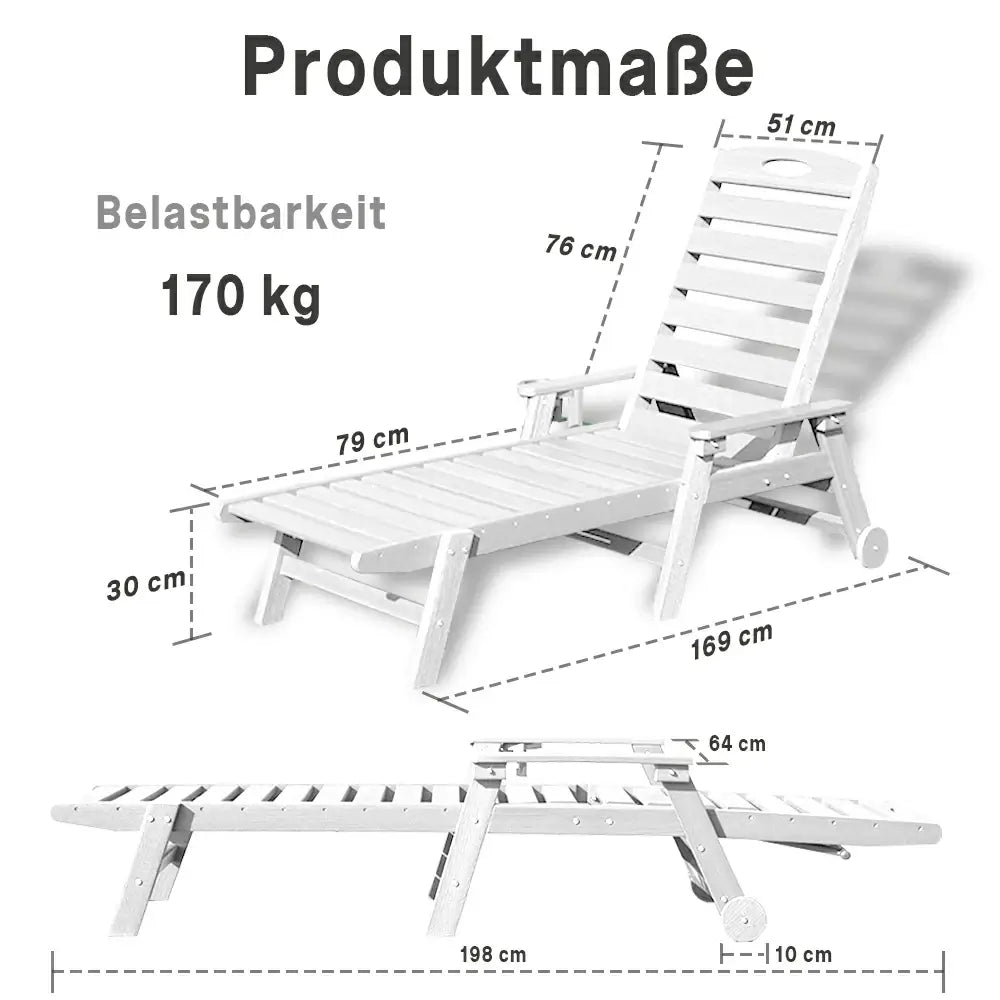 Domi Outdoor Living HDPE Sonnenliege#Farbe_Weiß