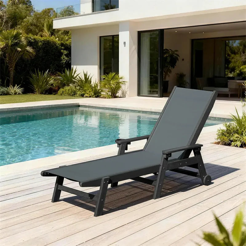 Domi Outdoor Living HDPE Textilene Sonnenliege#farbe_anthrazit