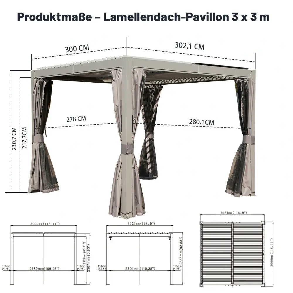Domi Aluminium Pergola mit Lamellendach Anthrazit #Größe_3 x 3 m