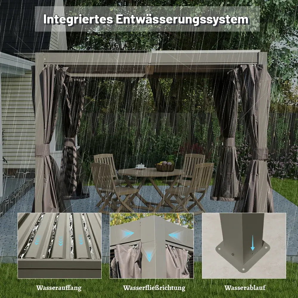 Domi Aluminium Pergola mit Lamellendach Anthrazit #Größe_3 x 3 m