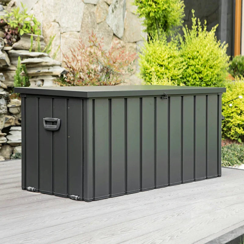 Domi Wetterfeste Auflagenbox Gartenbox Metall Anthrazit#Kapazität_380 Liter