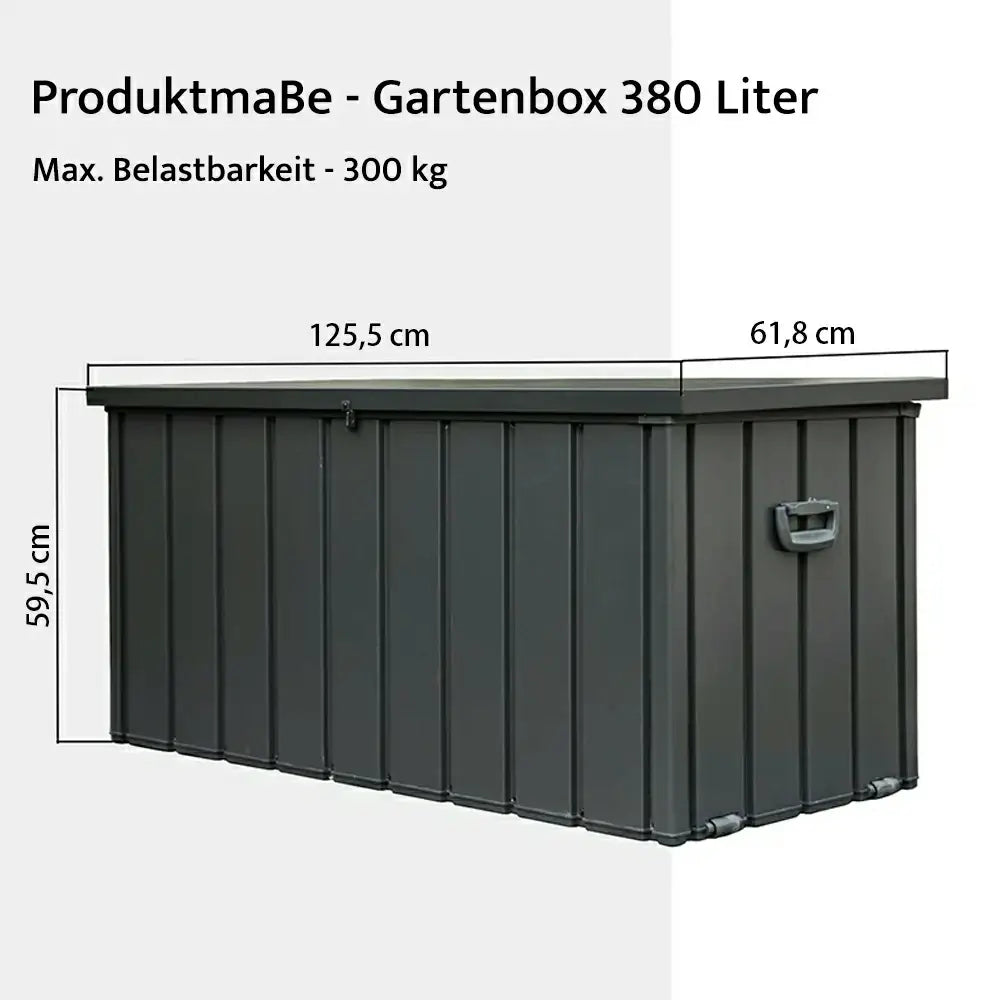 Domi Wetterfeste Auflagenbox Gartenbox Metall Anthrazit#Kapazität_380 Liter