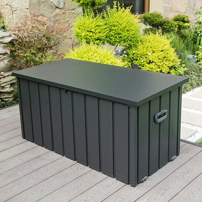 Domi Wetterfeste Auflagenbox Gartenbox Metall Anthrazit#Kapazität_600 Liter