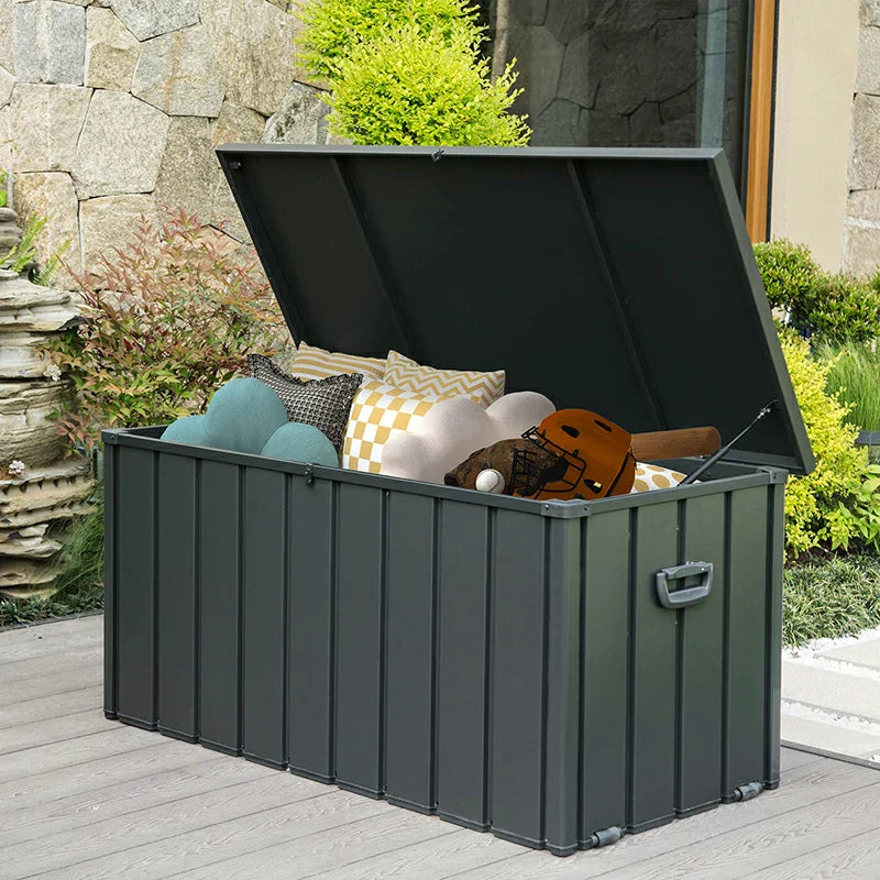 Domi Wetterfeste Auflagenbox Gartenbox Metall Anthrazit#Kapazität_600 Liter
