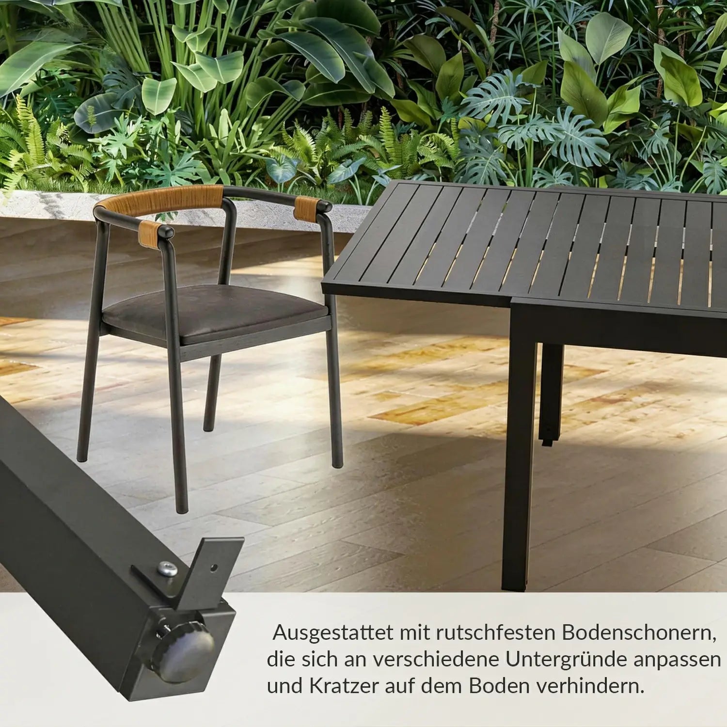 Domi Ausziehbarer Gartentisch Aluminium – Moderner Ausziehtisch für Garten & Terrasse, 4-6 Personen