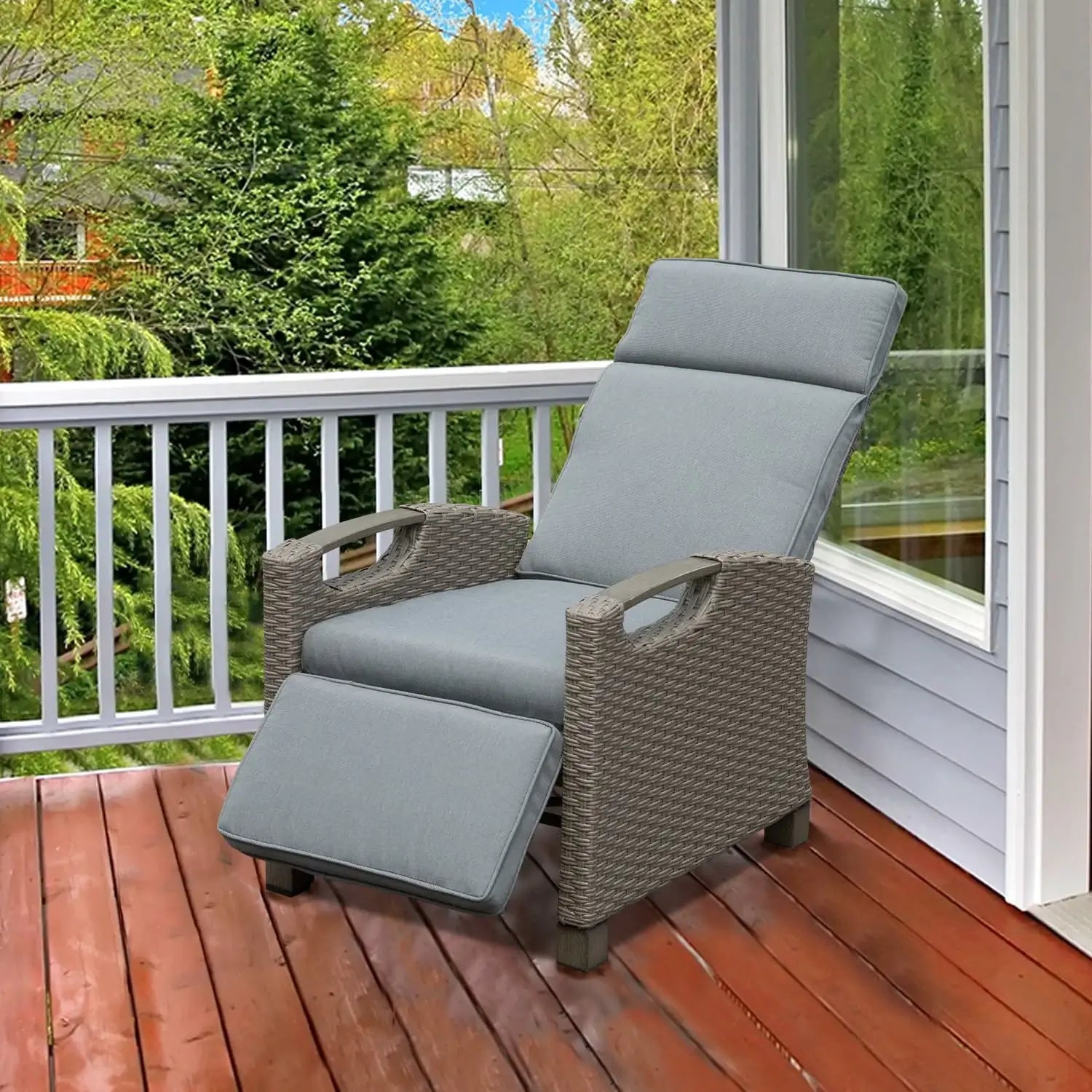Domi Verstellbarer Garten-Relaxsessel aus Polyratten#Farbe_Grau