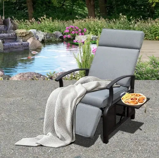 Domi Verstellbarer Garten-Relaxsessel aus Stahl#Farbe_Grau