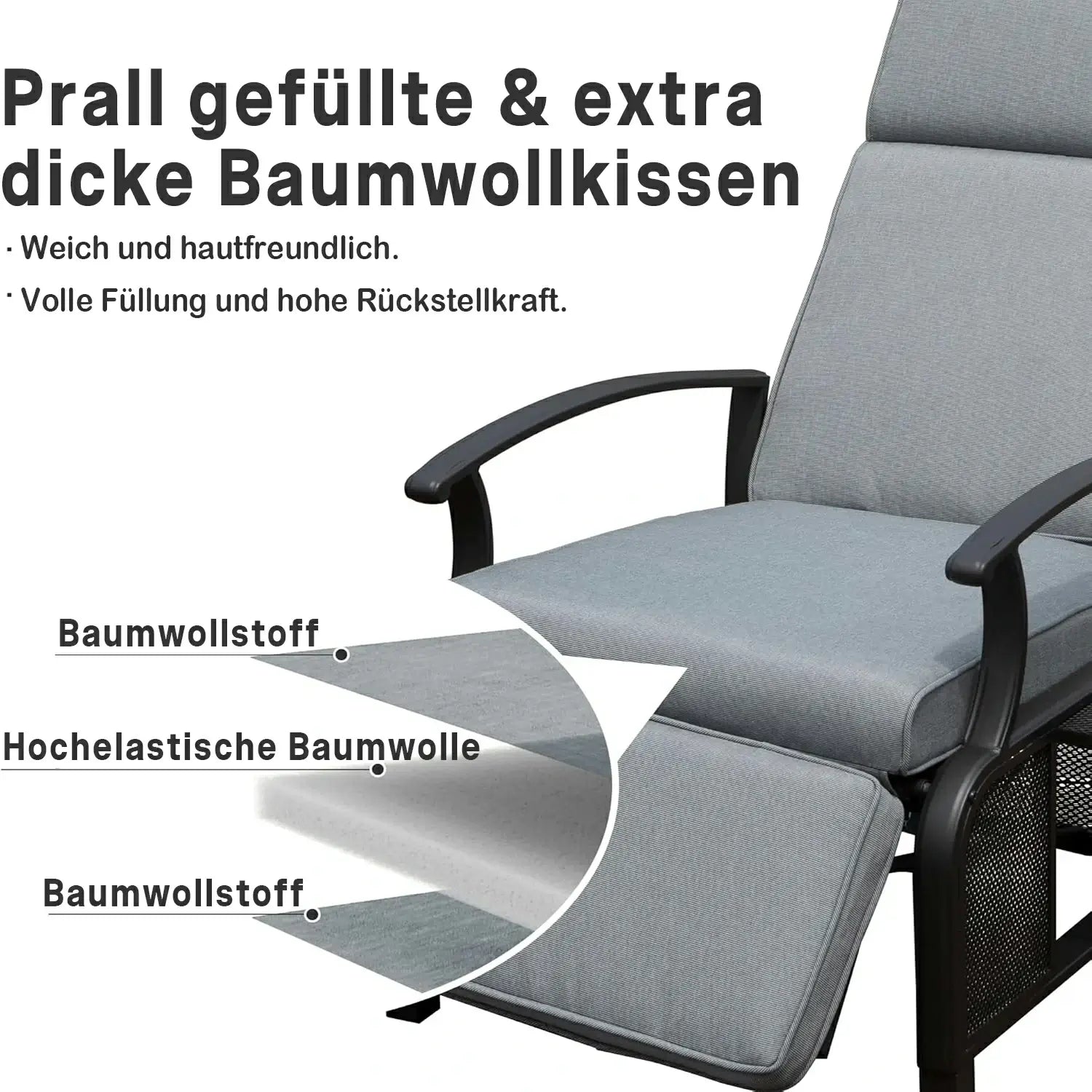 Domi Verstellbarer Garten-Relaxsessel aus Stahl#Farbe_Grau