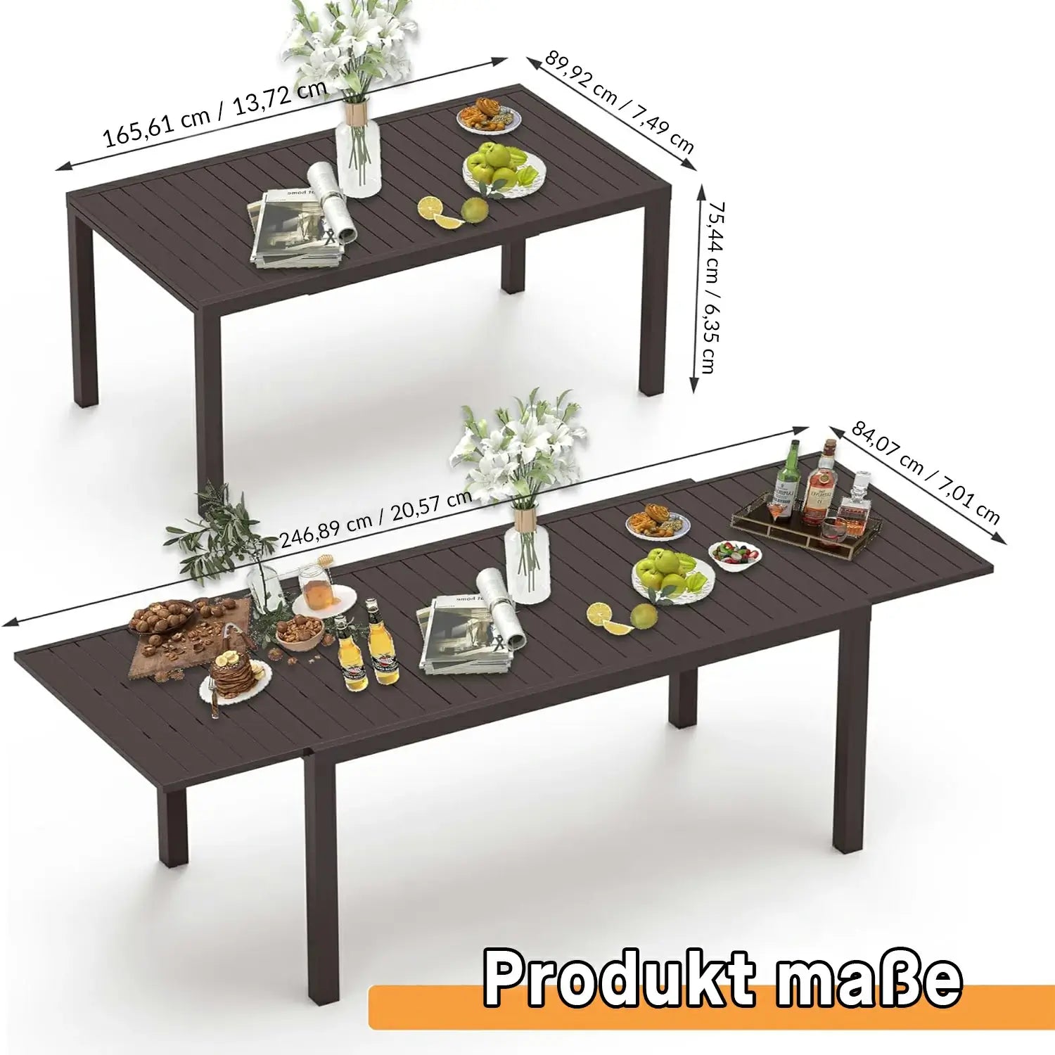 Domi Ausziehbarer Gartentisch Aluminium#Farbe_Dunkelbraun
