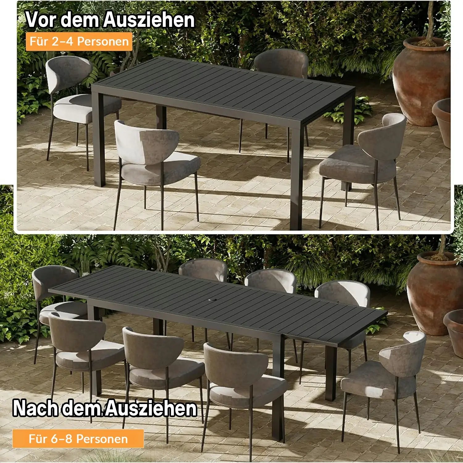 Domi Ausziehbarer Gartentisch Aluminium#Farbe_Dunkelbraun