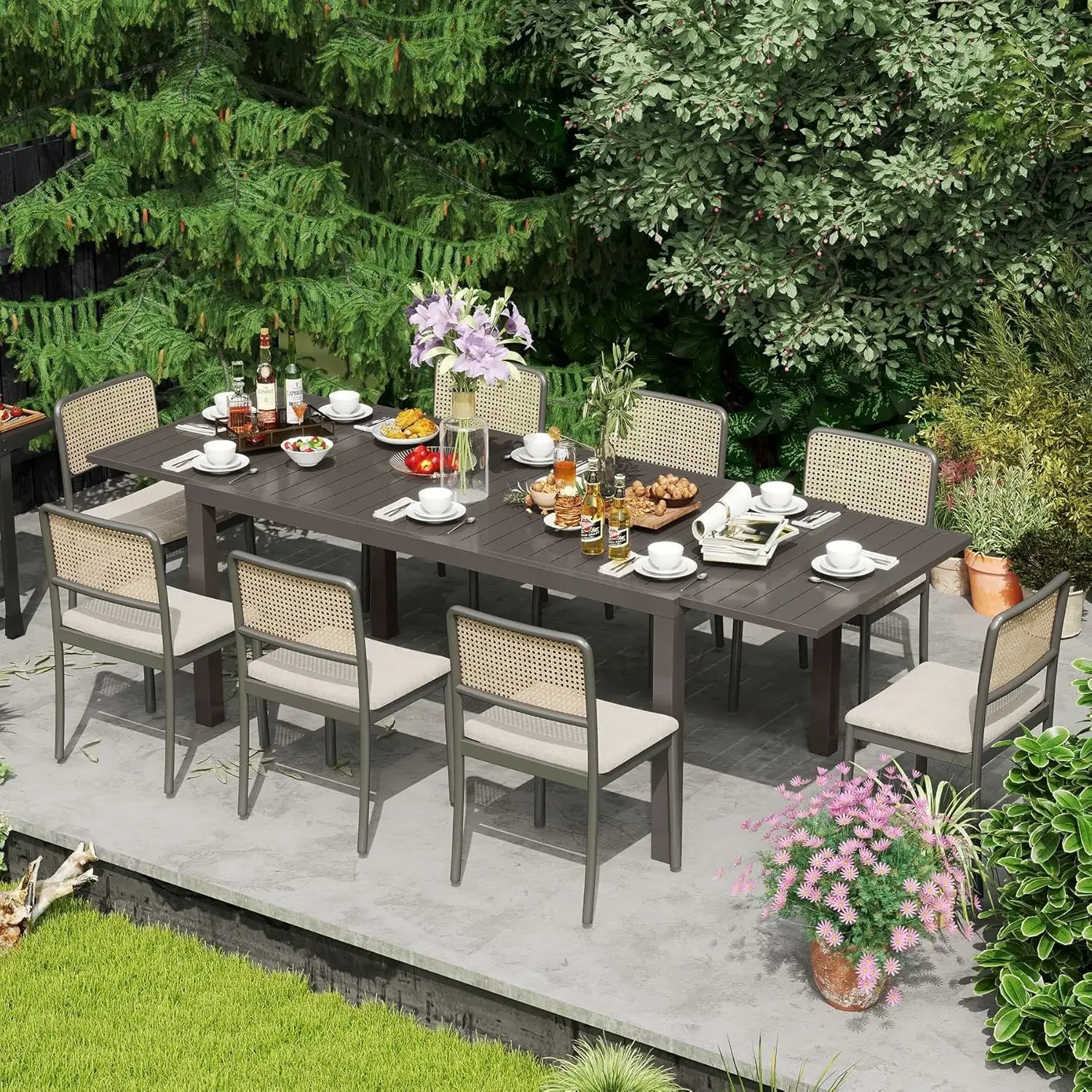 Domi Ausziehbarer Gartentisch Aluminium#Farbe_Dunkelbraun