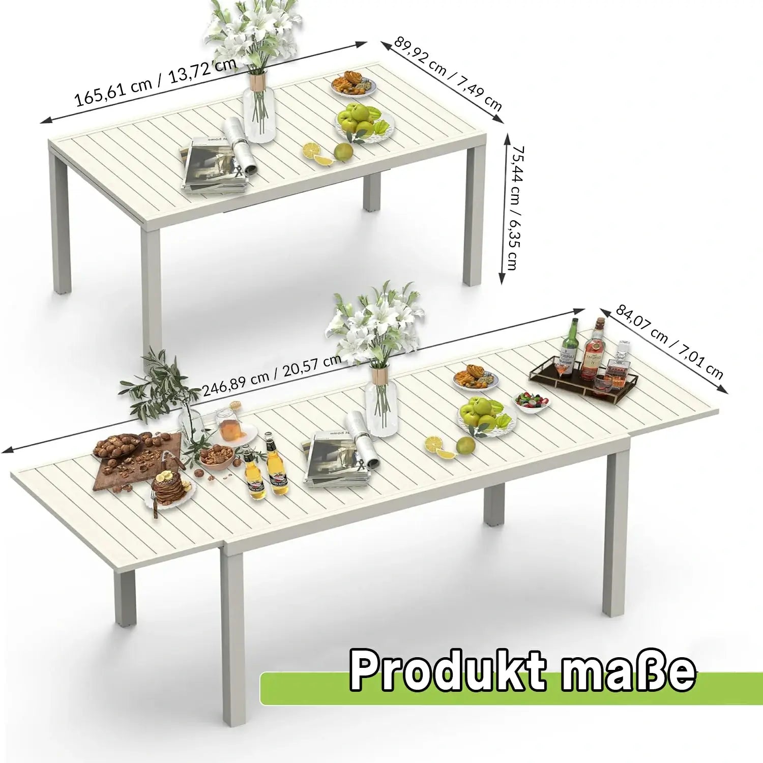 Domi Ausziehbarer Gartentisch Aluminium#Farbe_Weiß